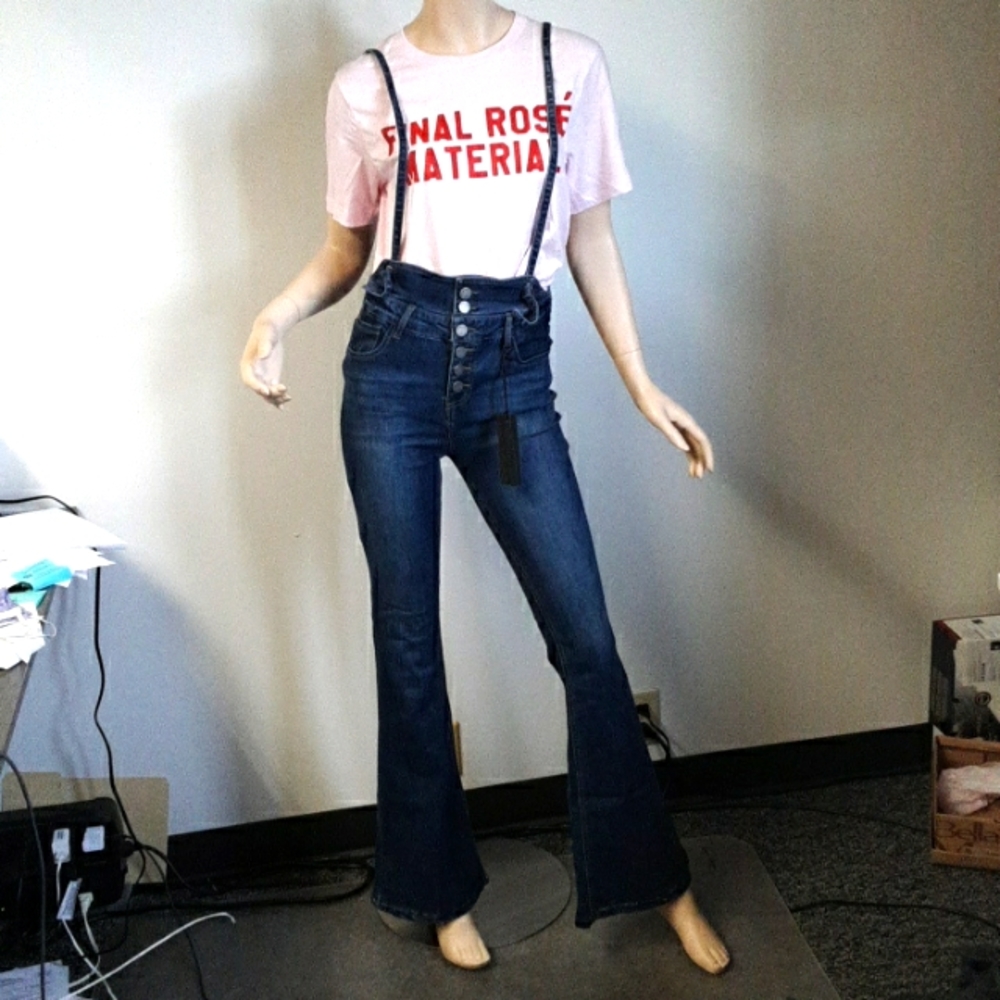 Black Label C'est Toi overall/suspender high waist bell bottom jeans